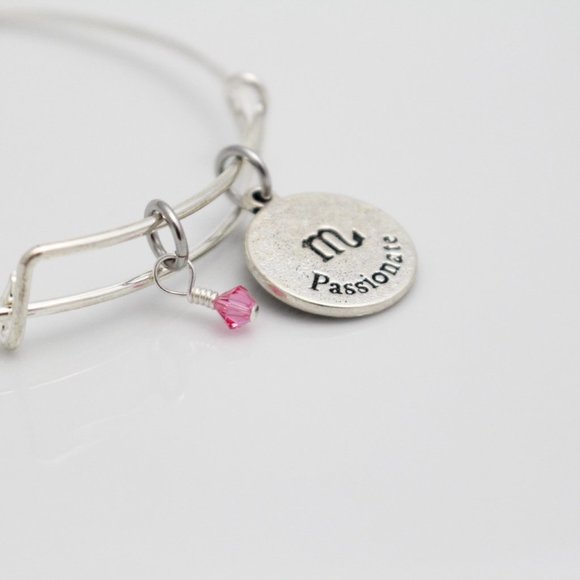October Scorpio Adjustable Charm Bangle - Handmade Zodiac Bracelet - Picture 11 of 12